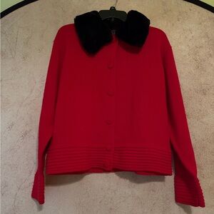 Karen Scott Red Blazer with Black Collar